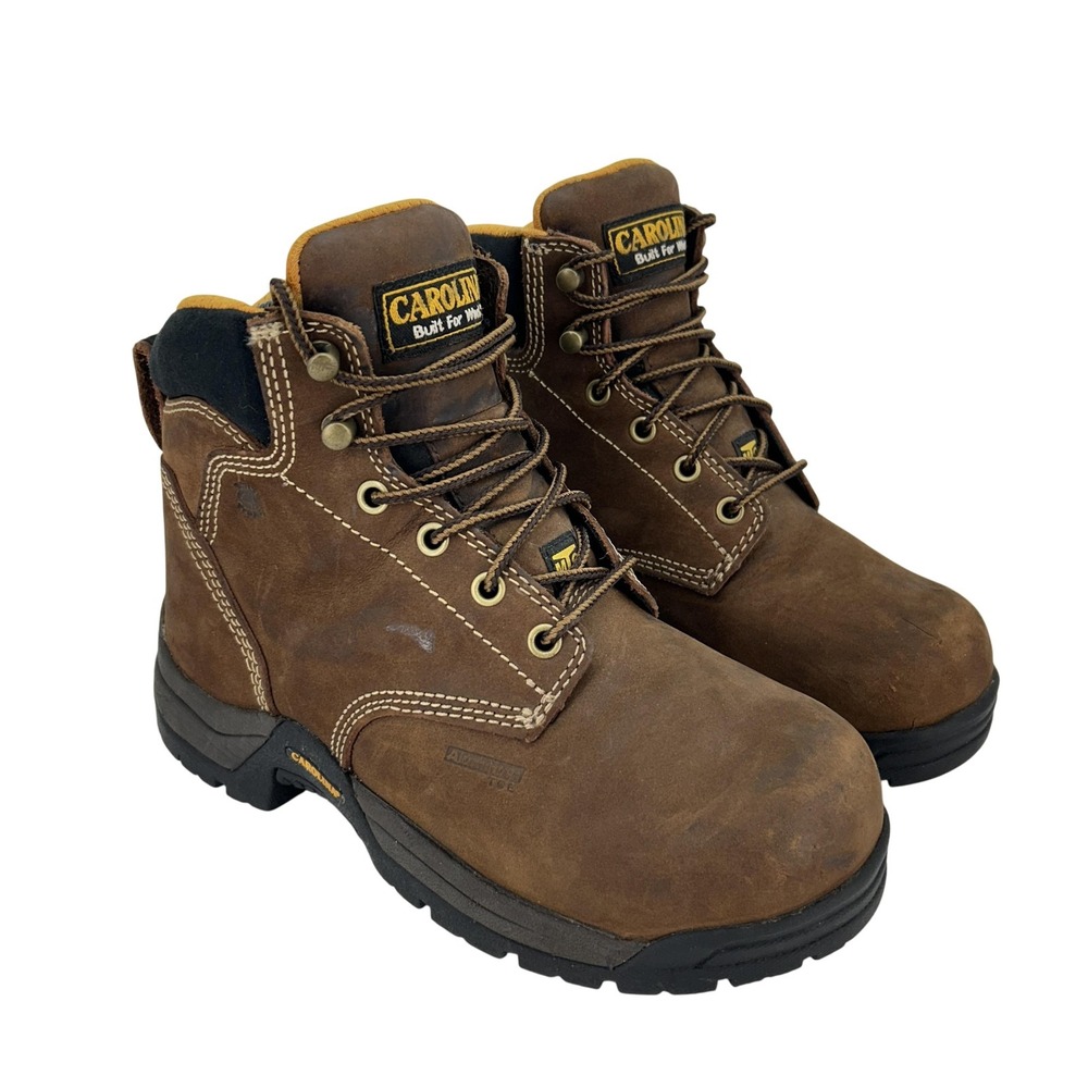 Carolina Work Boots Womens Size 7 Brown‎ Leather Aluminum Toe Safety CA1428